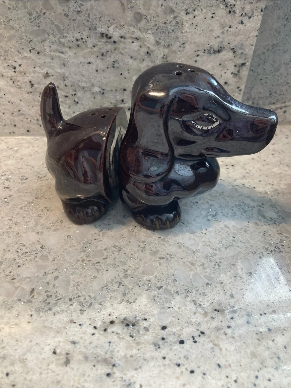 Ceramic Dachshund Salt and Pepper Shaker Set - Brown